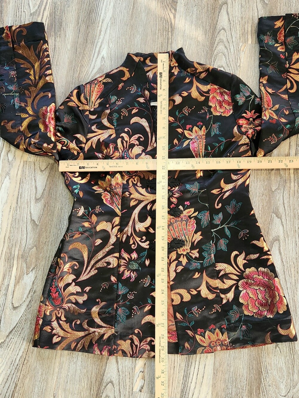 Soft Surroundings Moon Dynasty Satin Kimono Jacket Womens M Black Multi Brocade - Picture 13 of 15